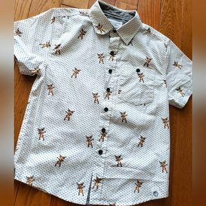 Boy Christmas "Reindeer Dab" Button Down Shirt SZ. 8